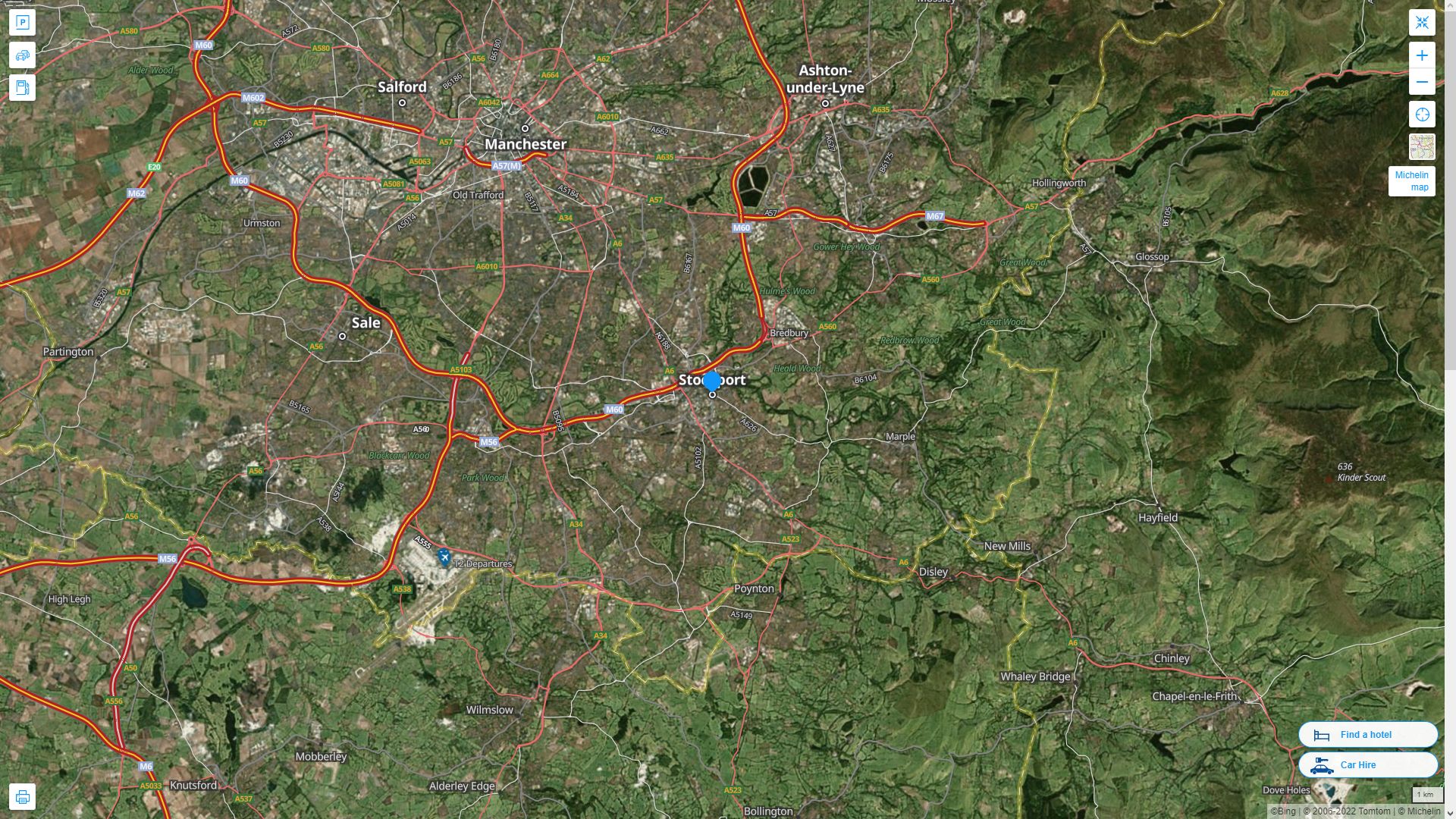 Stockport Highway and Road Map with Satellite View